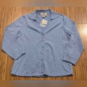 NWT Casual Corner Annex Light Blue Button-Up Cardigan
